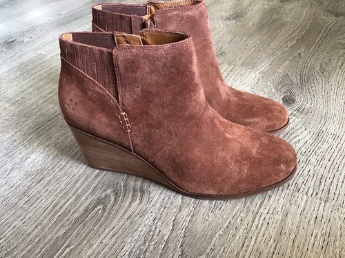 Lucky Brand Womens Zorla Nubuck Brown Wedge Ankle Bootie Size 8.5 M - Picture 2 of 14