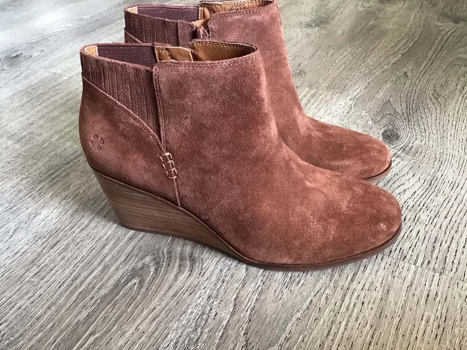 Lucky Brand Womens Zorla Size 8.5 M Nubuck Brown Wedge Ankle Bootie - Image 2 of 4