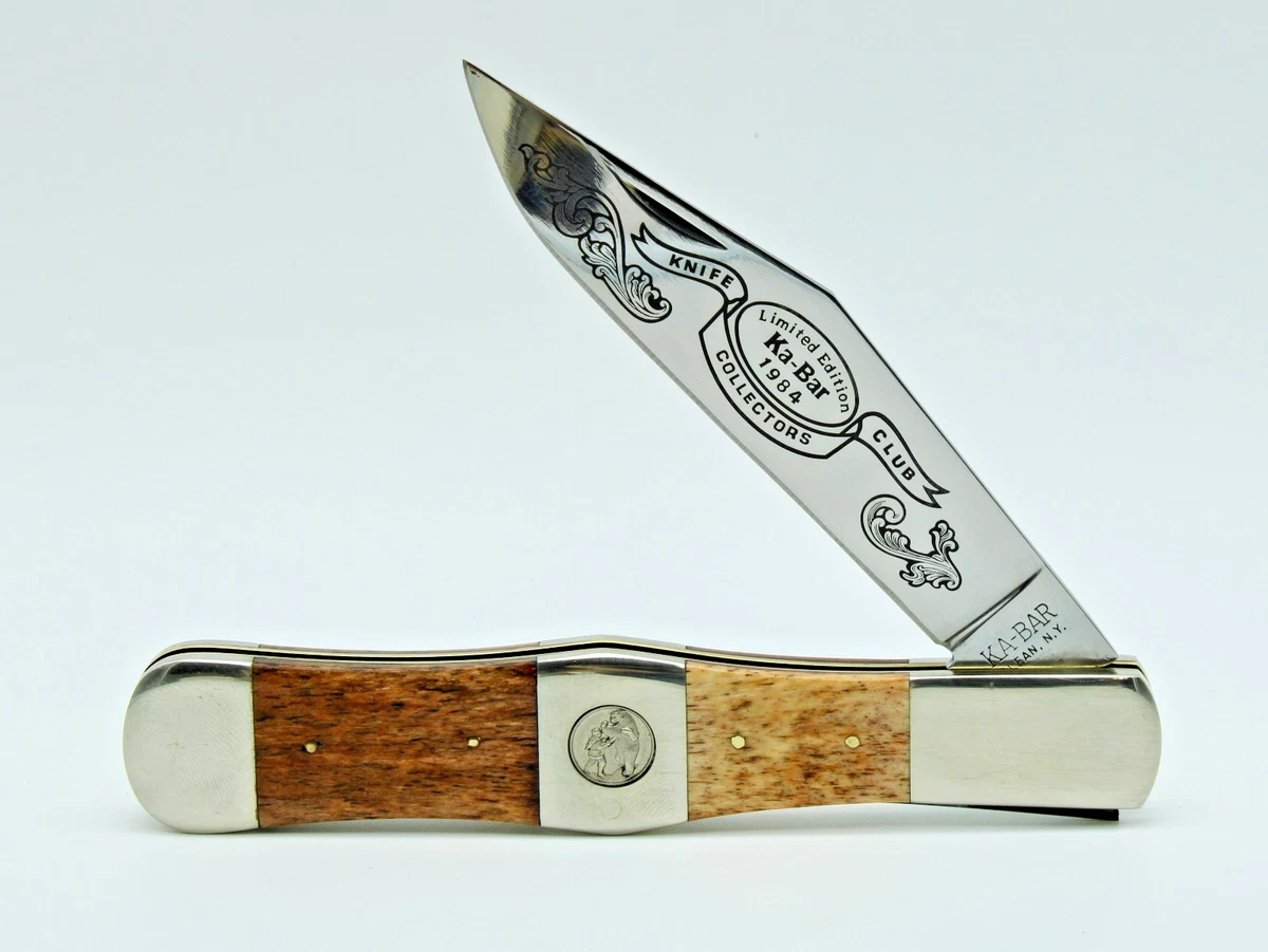 KA-BAR Bone Handle Collectible Vintage Folding Knives 2 Blades for