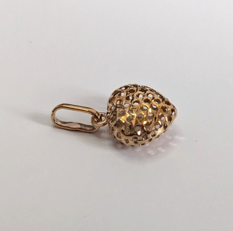 9ct Yellow Gold Puff Heart Necklace Pendant 375 Stamped Size 12mm x 19mm 0.5g image 4