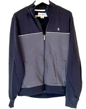 Penguin by Munsingwear Full Zip Sweatshirt Black Gray Mens Size Medium