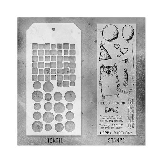 Tim Holtz Mixed Media Stamps & Stencil - THMM109