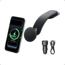 Nano Magnetic Wireless Car Charger, 360° Adjustable Mount Car Charger with Detac
