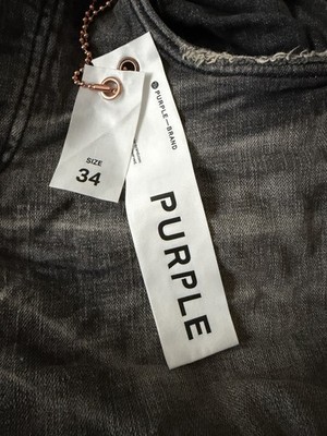 Purple Brand Jeans Mens Grey Dirty Blowout Drop Fit Slim P002 Size