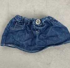 Build A Bear Clothes Skirt Dark Blue Denim Jean White Thread Stitch Button BABW