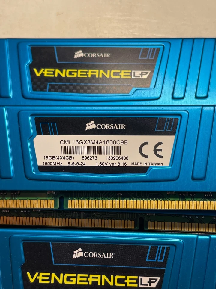 4 Corsair Vengeance LP 16gb 4x4gb Gold Finger Drives 4 Total Gold Scrap - Image 2 of 4