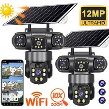 3 Lens Camara De Seguridad Solar Inalambricas Para Exterior Con Vision Nocturna