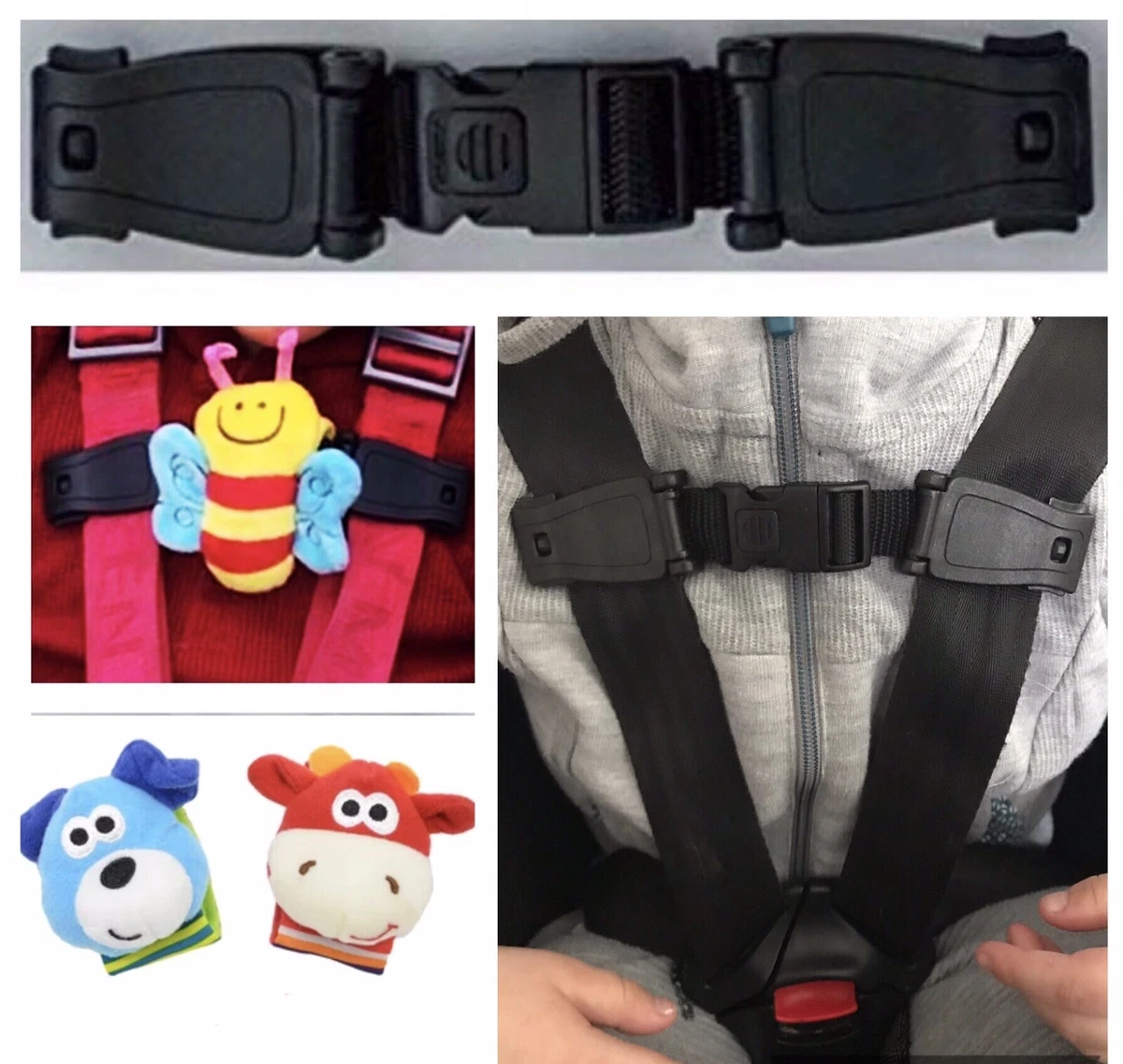 2 X Extra Wide Car Seat Buggy Anti Escape Chest Clip Anti Arm Removal