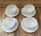 Vintage Hazel Atlas 2 Sets Of Cups And Saucers Milk Glass
