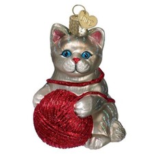 Old World Christmas - Grey Playful Kitten Ornament - 12614