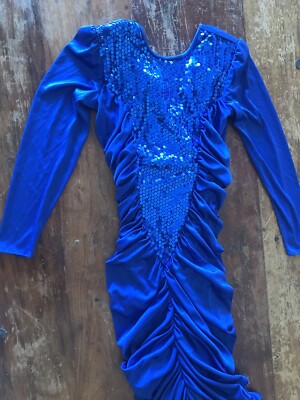 VTG 80s cobalt blue disco sequin dress draped disco style statement festive  | eBay