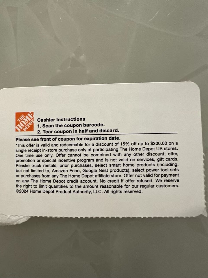 Home Depot coupon 15 off In Store Only, Expires 111024, Save up to