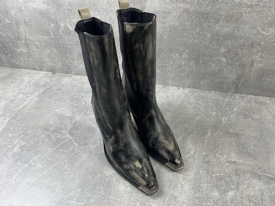 Botas de tacón alto Bronx Maison Margiela estilo opio desteñidas blancas/negras para mujer talla 40 Foto 3 de 4