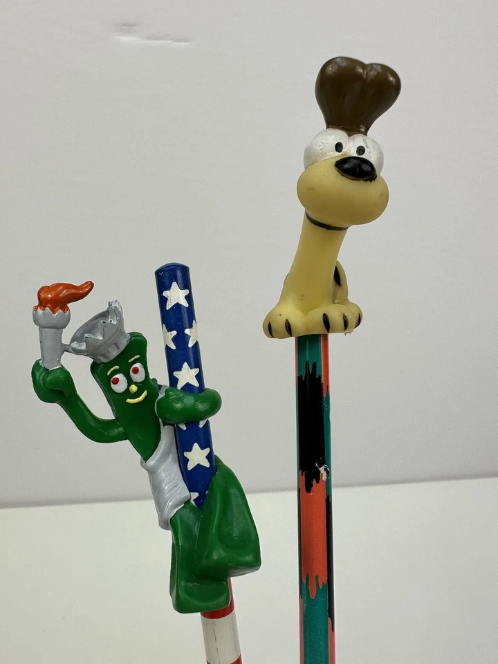 LOTE (6) Lápices Toppers DISNEY Garfield Mickey Gumby DE COLECCIÓN RARO REGALO SIN USAR AÑOS 80’s Foto 4 de 4