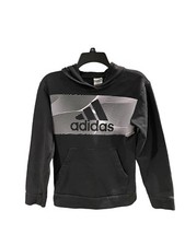 Adidas Athletic Hoodie Black Sweatshirt Boys Size M 10-12 Good Condition