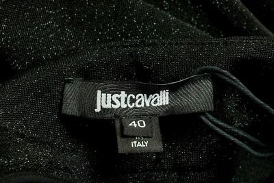 Pantalon Femme Just Cavalli Jambes Larges - Taille US 4 (IT 40), Noir Avec Ceinture étincelante, Neuf Avec étiquettes !