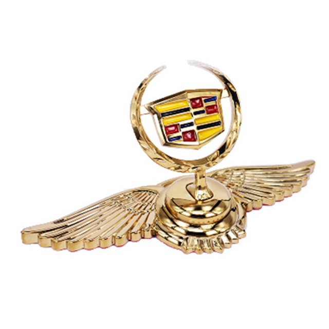 Gold Car Front Hood Stand Ornament Wing Logo Emblem for Cadillac CTS
