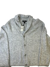 NWT - EXPRESS Men's Classic Shawl Collar Cardigan, Light Heather Gray XL