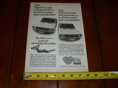 1972 TOYOTA COROLLA HOOKER HEADER ORIGINAL AD