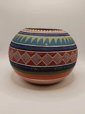 Vintage 30's Ladislao Ortega Aztec Mayan Mexican Clay Pottery Vase Tonala Mexico