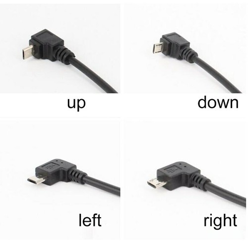 Up Down Left Right Angle 90° Micro USB Male to Male Data Charge Cable for Phone - Picture 2 of 12