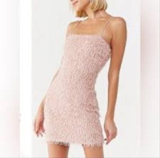 NWT Forever 21 Winter collection pink fringe cami dress size S