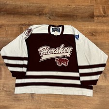 Vintage 90s Hershey Bears Hockey Jersey Autographed Bauer AHL Mens XL Maroon