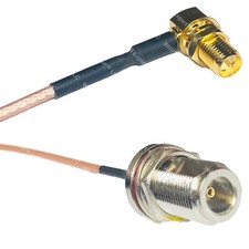 RG316 RP-SMA FEMALE ANGLE to N FEMALE BULKHEAD RF Cable Rapid-SHIP LOT