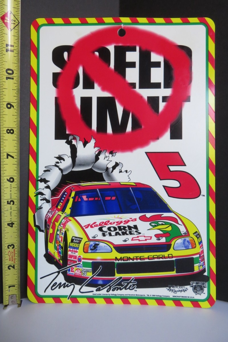 1998 VINTAGE Terry Labonte #5 NO SPEED LIMIT Plastic Sign CHEVY