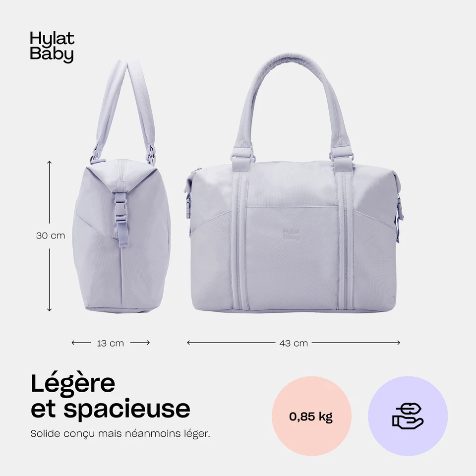Hylat Baby Sac à Langer Élégant pour Maman - polyvalent et léger - Violet clair - Photo 2/4