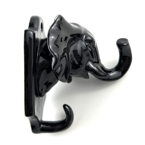 Set of 2: White Dog & Black Elephant Ceramic Wall Hooks Home Décor - Picture 11 of 13