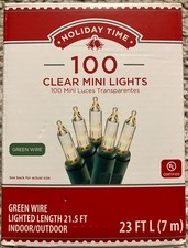 Holiday Time 100 Clear White Christmas Mini Lights, String, Indoor/Outdoor