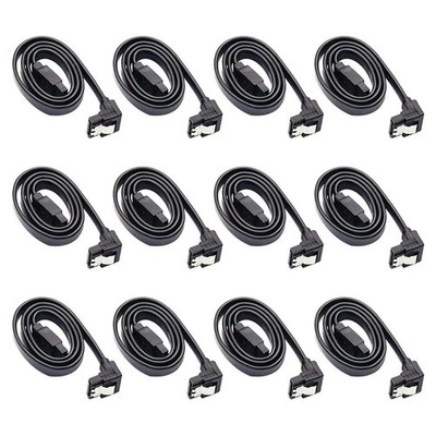 12er Pack SATA Datenkabel 90 Grad rechtwinklig SATA III 6,0 Gbit/s Kabel schwarz mit