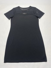 Michael Michael Kors Black Mesh Eyelet Mini Dress Size M Edgy Gothic Punk Rock