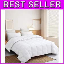 Elegant 3D Baffle Box Down Comforter Queen - Lightweight & Breathable, 90x90
