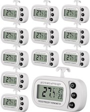 12 Fridge Digital Thermometer Waterproof Min/Max Record Function LCD Screen Pack