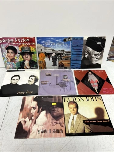 Elton John 45 RPM Vinyl Lot Of 19! UK Picture Sleeves, Kiki Dee, VG+