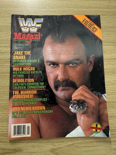 WWF Magazine January 1990 Jake The Snake Cover Demolition Hogan Wrestling - Imagen 1 de 4