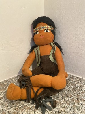 Indische Handarbeitspuppe Puppe 50/60er Jahre Leinenstoff