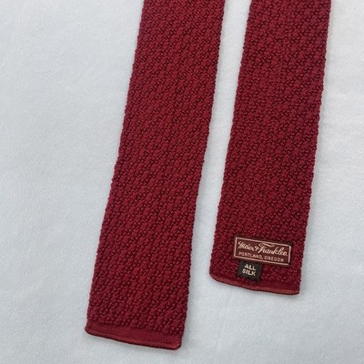 Meier & Frank Co. Silk Tie MCM Rockabilly Tie Square End Capsule Solid Red 3x51