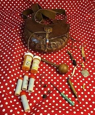 LEATHER BLACK POWDER MUZZLELOADER POSSIBLES BAG WITH FLINTLOCK ACCESSORIES