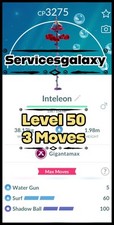 Pok mon Go  Gigantamax Inteleon NON SHINY  Level 50  3 Charge Moves 20k Trade