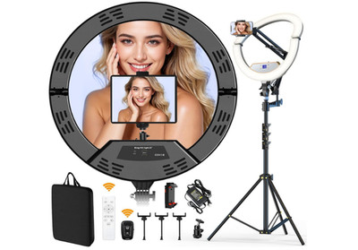 Anillo de luz grande plegable de 22'' con soporte, trípode de 75'' con soporte su