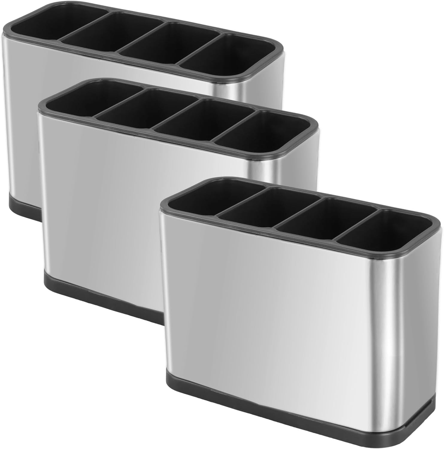 Organizer Posate Design Inox - 3 Pezzi Scolaposate 4 Scomparti Top