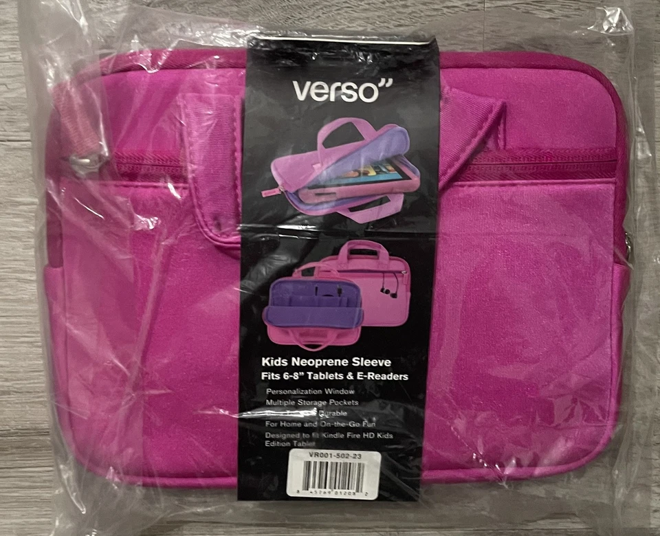 Verso Kids Neoprene Sleeve -Fits 6-8” Tablets & E-Readers - Pink (Purple Inside) - Image 2 of 4