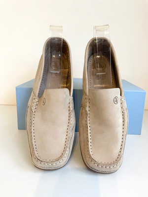 AIGLE BEIGE MOLESKIN LEDER FLACHE HALBSCHUHE GR 7/40 V WENIG GETRAGEN