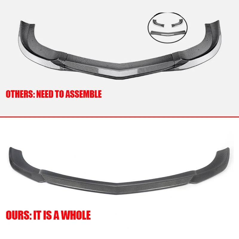 Front Spoiler Splitter Lip For 2011-14 Mercedes-Benz W204 C350 C250 Carbon Look Foto 2 de 4