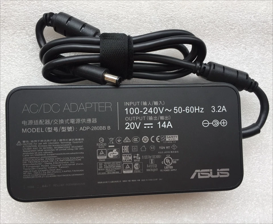 New Original OEM ASUS ROG SWIFT PG43UQ monitor ADP-280BB BF 20V 14A Adapter&Cord - Image 2 of 4