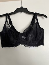 HSIA Women Bra 40DD Black Balconette Underwired Lace Mesh Sheer. New With Tags