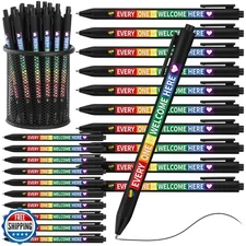 Weekgrat 48 Pcs Pride Ballpoint Pen Month Lgbtq Rainbow Party Favors Black In